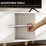 TV Stand for up to 55 Inch TV, Nordic Entertainment Center with 2 Cabinets and 2 Open Shelves for Living Room