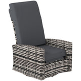Outdoor Rattan Wicker Lounge Chair with Footrest & Soft Cushion for Patio