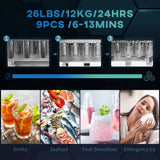 Portable Ice Maker, Self Cleaning Ice Machine with 9 Ice Cubes Ready in 6 Mins, 2 Sizes of Bullet Ice