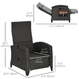 Chaise inclinable en rotin avec dossier et repose-pieds réglables, plateau latéral