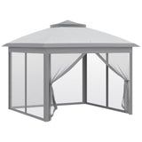 11' x 11' Pop Up Gazebo, Double Roof Foldable Height Adjustable Canopy Tent with Mesh Sidewalls