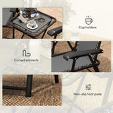 Ensemble bistro patio 3 pièces, ensemble table et chaises pliantes extérieures, ensemble de mobilier patio en métal avec porte-verres