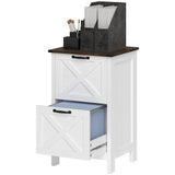 Vertical Filing Cabinet with 2 Drawers, Rustic Farmhouse Office Storage Cabinet for A4, Letter Size