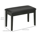 Tabouret de piano classique, siège de clavier rembourré en cuir PU avec pieds en bois d'hévéa et compartiment de rangement pour partitions