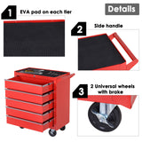 5 Drawer Roller Tool Chest, Mobile Lockable Toolbox, Storage Organizer with Handle for Workshop Mechanics Garage