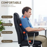 Big and Tall Office Chair, 400 lbs Overstuffed Desk Chair with Shaped Foam, Reclining Backrest, PU Leather