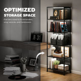 5-Tier Bookshelf, Freestanding Bookcase with LED Lights and Metal Frame for Living Room