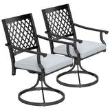 Outdoor Patio Chairs Set of 2, Metal Swivel Rocker Chairs with Cushion and Armrests for Backyard
