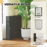 8 Panels Dog Playpen, Foldable Portable Pet Playpen with Door, for Small & Medium Dogs, 30