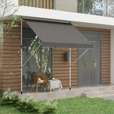 10x5ft Manual Retractable Awning, Patio Sun Shade Canopy Shelter with 5.6-9.2ft Support Pole