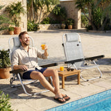 Ensemble de chaises de plage pliantes 2 pièces, chaises de camping de plage inclinables à dos de sac à dos avec dossier réglable 4 positions
