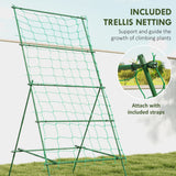 Cucumber Trellis for Climbing Plants, Adjustable A-Frame Garden Trellis with Climbing Net, 20 Metal Clips, 4 Net Straps