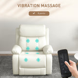 Leather Reclining Chair with Vibration Massage, Swivel Base