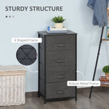 Meuble de rangement en lin à 4 tiroirs amovibles, tour de commode avec cadre en métal et pieds réglables pour salon