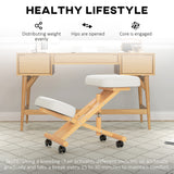 Ergonomic Kneeling Chair, Posture Chair with Rubberwood Frame