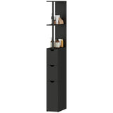 Tall Bathroom Storage Cabinet, Narrow Bathroom Cabinet with Drawers and Open Shelves for Small Spaces