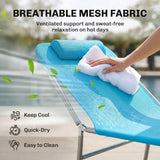 Outdoor Lounge Chair, Portable Adjustable Reclining Seat Folding Chaise Lounge Patio Camping Beach Tanning Chair Bed with Pillow