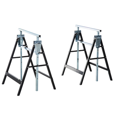 Set of 2 Adjustable Telescopic Builders Trestle, DIY Steel Work Bench Carpenter, Folding Saw Horse Tools