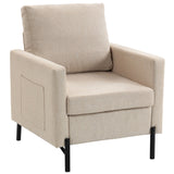 Fauteuil d'appoint moderne rembourré avec poches latérales et coussin pour chambre à coucher