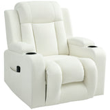 Fauteuil inclinable massant pivotant, canapé inclinable manuel surdimensionné, fauteuil à bascule en cuir PU avec poches latérales