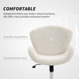 Swivel Office Chair, Velvet Desk Chair with Wide Bucket Seat, Tilt Function and Round Base