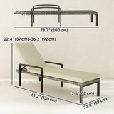 Chaise Lounge Chairs Outdoor, Set of 2 Wicker Patio Lounge Chairs with 5-Level Adjustable Backrest