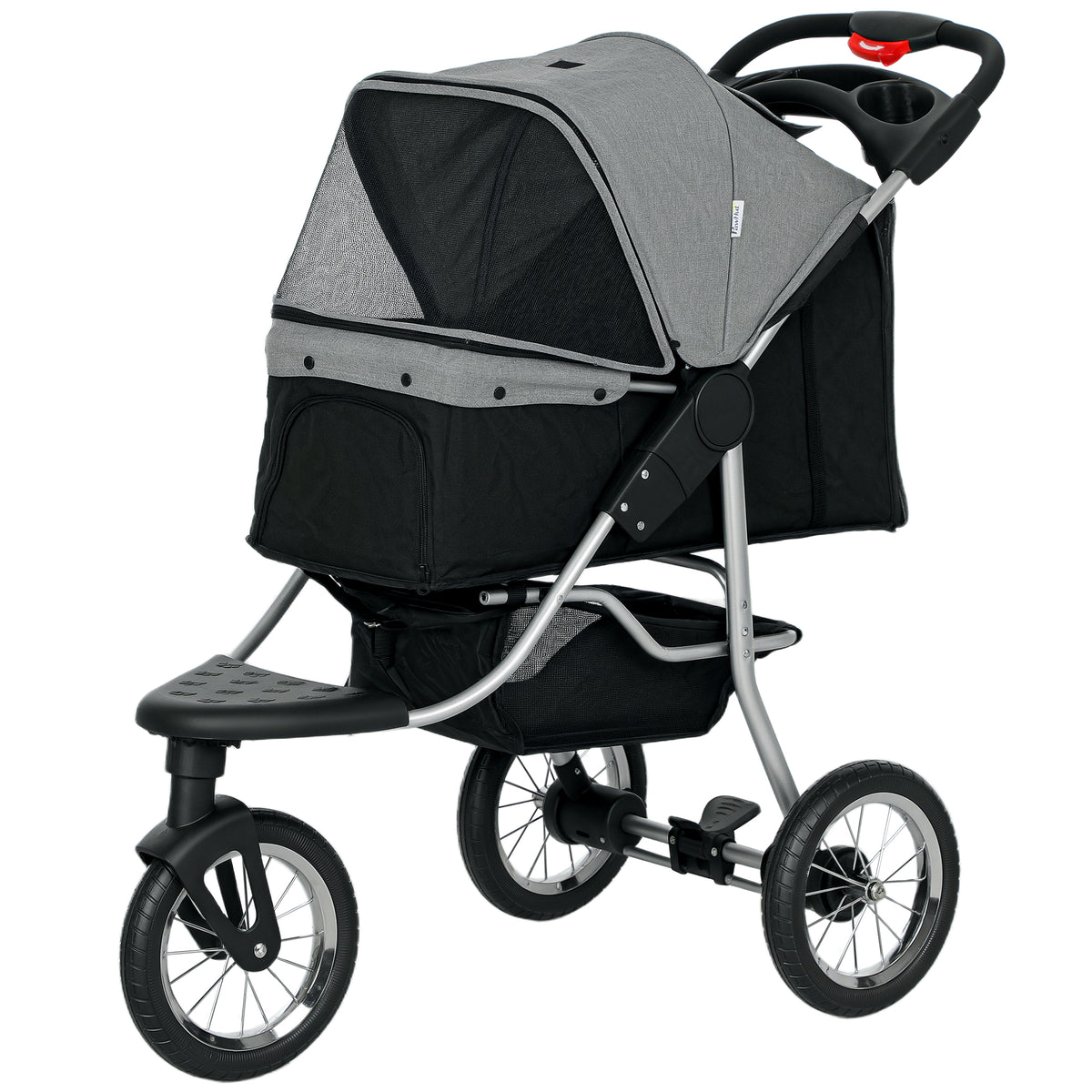 Small Dog Stroller, 3-Wheel Foldable Pet Stroller with Adjustable Canopy and Zippered Mesh Door for Pet Owners