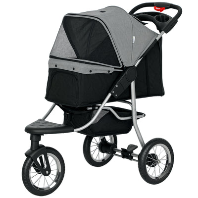 Small Dog Stroller, 3-Wheel Foldable Pet Stroller with Adjustable Canopy and Zippered Mesh Door for Pet Owners