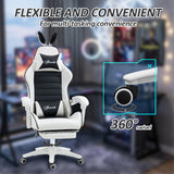 Cute Racing Gamer Chair, PU Leather Gaming Chair with Footrest, Headrest and Lumbar Support