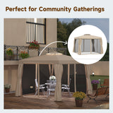 Gazebo de terrasse 10' x 10' avec rideaux et écrans de mailles