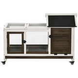 Rabbit Cage with Wheels, Tray for Indoor Outdoor