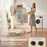 5-Tier Clothes Drying Rack, Foldable Laundry Drying Rack with Wheels