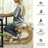 Ergonomic Kneeling Chair, Adjustable Rocking Wood Kneeling Stool, Desk Chair
