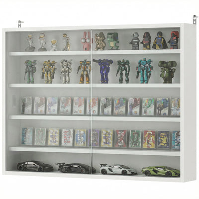 5-storey Display Cabinet, Shot Glass Display Case, Glass Curio Cabinet with 2 Glass Doors and 4 Adjustable Shelves