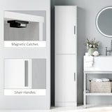 Tall Bathroom Cabinet, Slim 6-Tier Bathroom Floor Cabinet with 2 Doors and 4 Adjustable Shelves