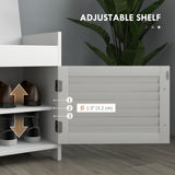 Entryway Bench with Cushion, Hidden Storage, Adjustable Shelves and Shutter Doors, 35.4