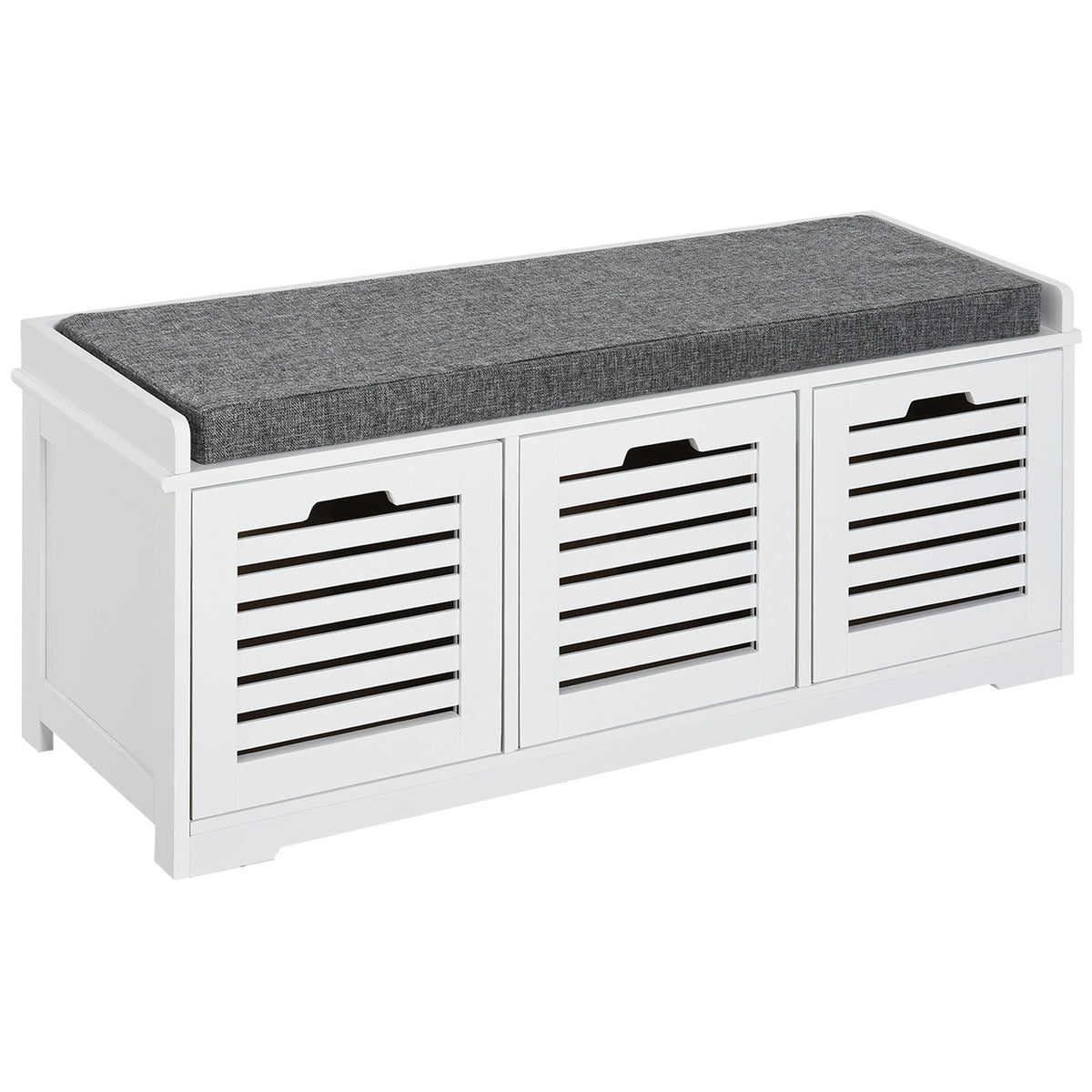 Banc de rangement pour chaussures rembourré avec coussin, avec 3 tiroirs, grand espace de rangement, tabouret de banc pour salon, meuble d'entrée