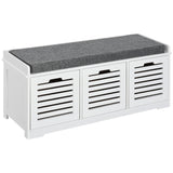 Banc de rangement pour chaussures rembourré avec coussin, avec 3 tiroirs, grand espace de rangement, tabouret de banc pour salon, meuble d'entrée