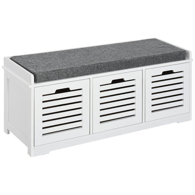 Upholstered Shoe Cabinet Storage Bench with Padded Cushion, with 3 drawer Enough Storage Space Bench Stool for Living Room Entryway Furniture