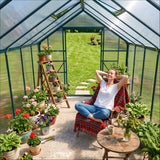 16' x 8' Aluminum Polycarbonate Greenhouse Walk-in Garden Greenhouse Kit with Adjustable Roof Vent