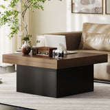 Square Coffee Table with 16-Colour LED Lights, 35-inch Modern Center Table for Living Room