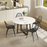 Modern Dining Chairs Set of 4, Plastic Kitchen Chairs with Hollow Backrest and Metal Legs for Living Dining Room