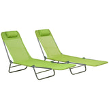 Set of 2 Folding Chaise Lounge Chairs, Reclining Backrest