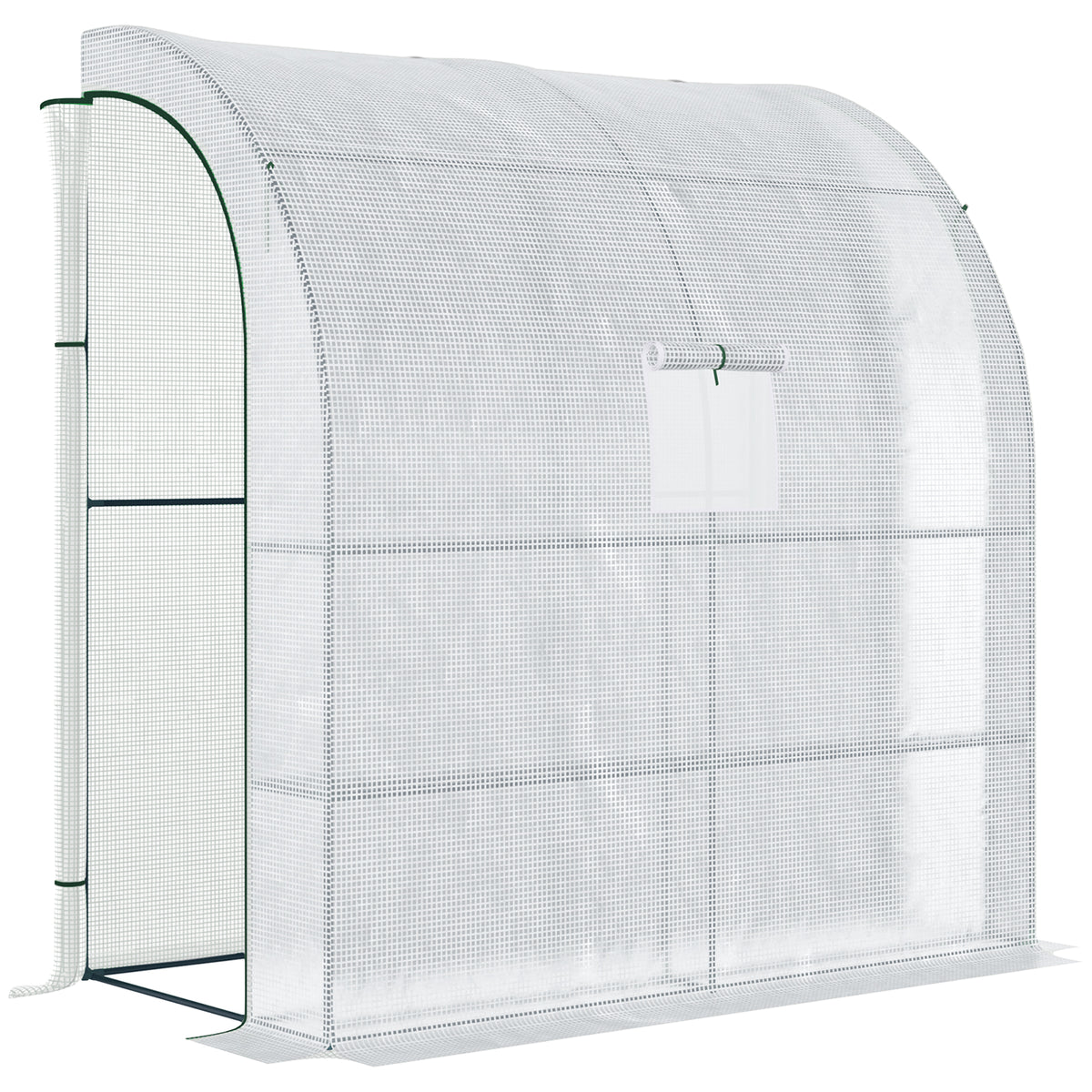 7' x 3' x 7' Outdoor Lean-to Walk-In Greenhouse w/ Roll-up Mesh Windows, Zipper Door and 3-Tier Shelves