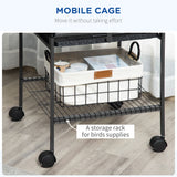 61.5 Inch Bird Cage Parakeet House for Cockatiel with Stand, Pull Out Tray, Storage Shelf, Wood Perch