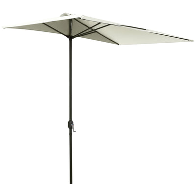 8ft Half Round Umbrella Outdoor Balcony Parasol Patio Garden Outdoor Window Sun Shade w/ 5 Ribs