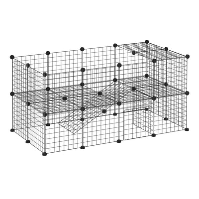 40 Pcs Small Animal Cage Bunny Hutch Portable Metal Wire with Ramps for Kitten Chinchilla