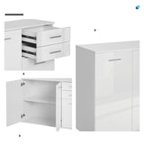 Buffet brillant avec 2 tiroirs et 3 portes, armoire buffet avec étagère ajustable, meuble bar à café avec rangement