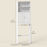Over The Toilet Storage Cabinet, Freestanding 4-Tier Bathroom Organizer with Adjustable Shelf and 2 Doors