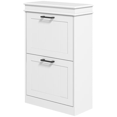 Shoe Storage Cabinet with 2 Flip Drawers and Adjustable Shelves, Narrow Shoe Cabinet for 10 Pairs of Shoes